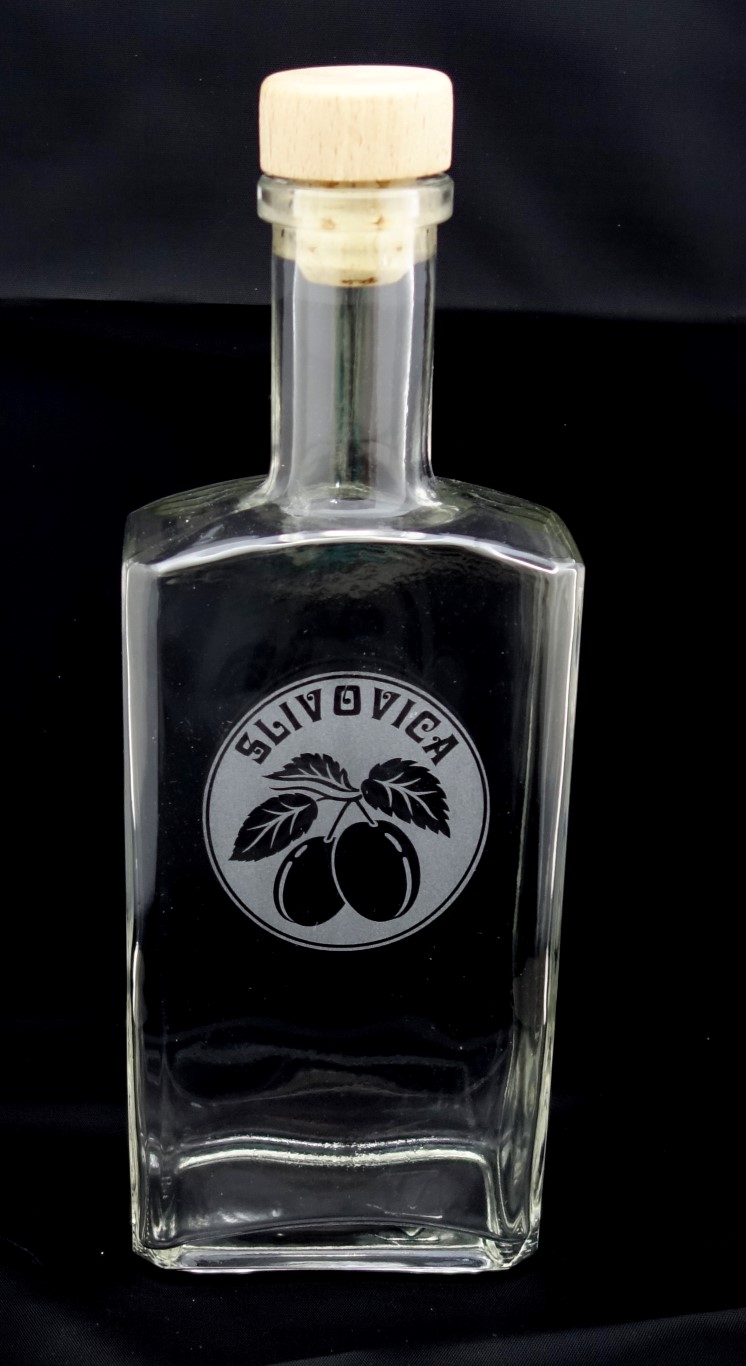 Pieskovaná fľaša ražná 0,5 l SLIVOVICA + griffkork