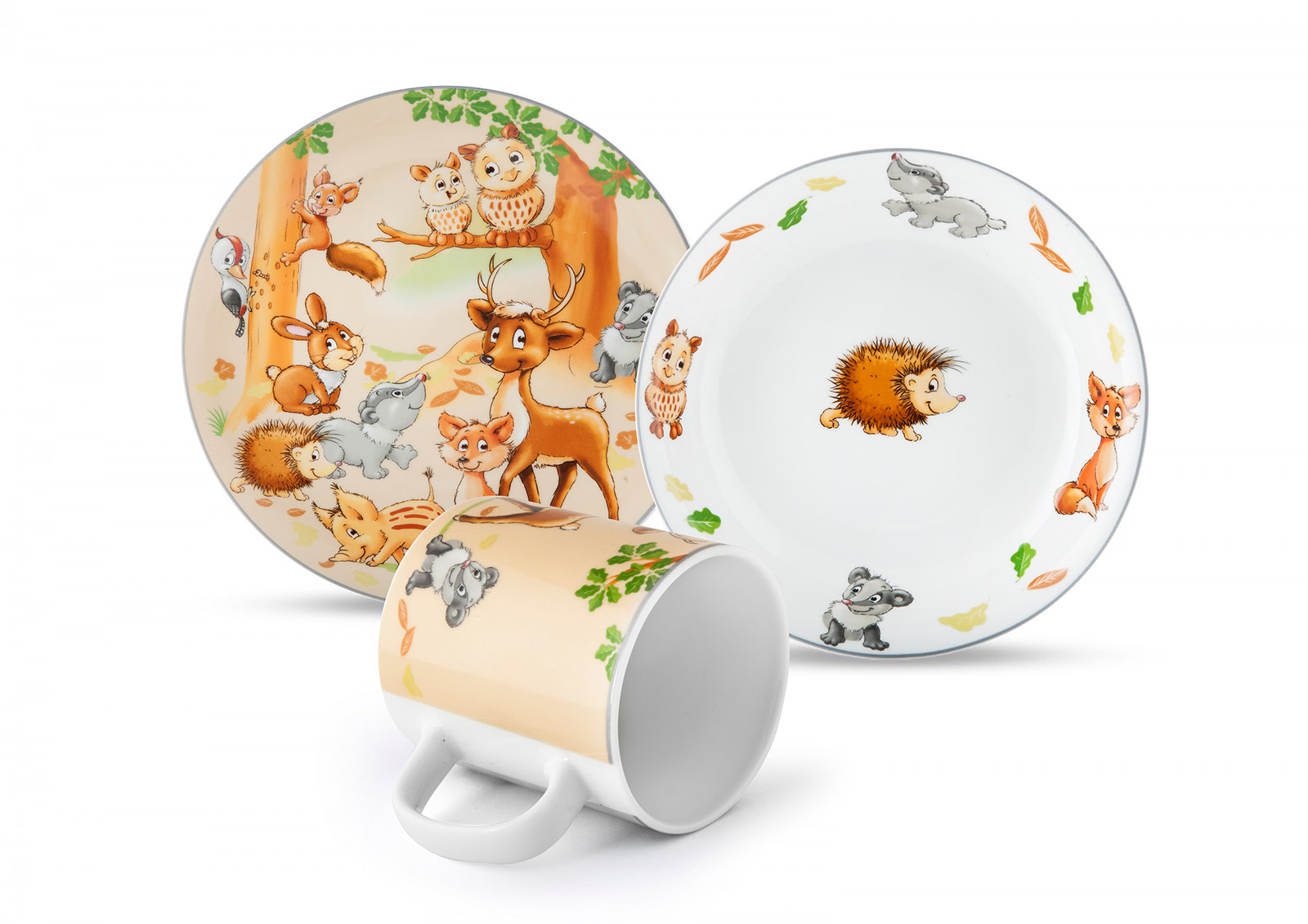 Detská súprava porcelánu LESNÉ ZVIERATKÁ 3-dielna