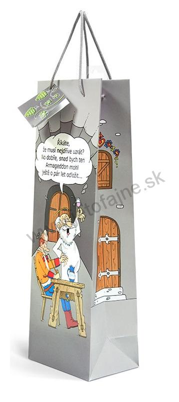Papierová taška na 1 fľašu, kreslená T0046