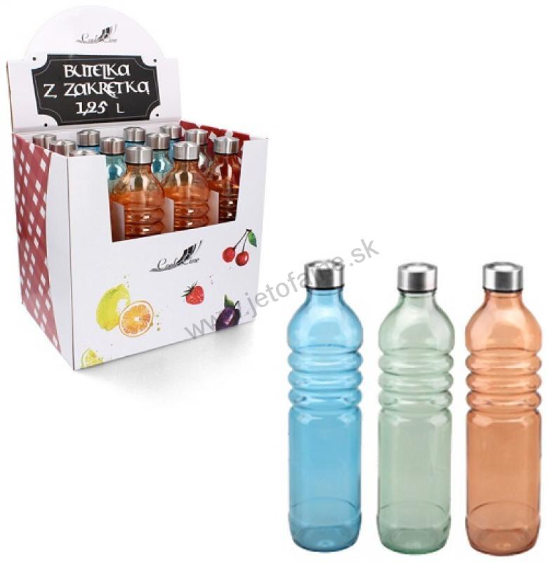 Fľaša farebná 1,25 l sklo