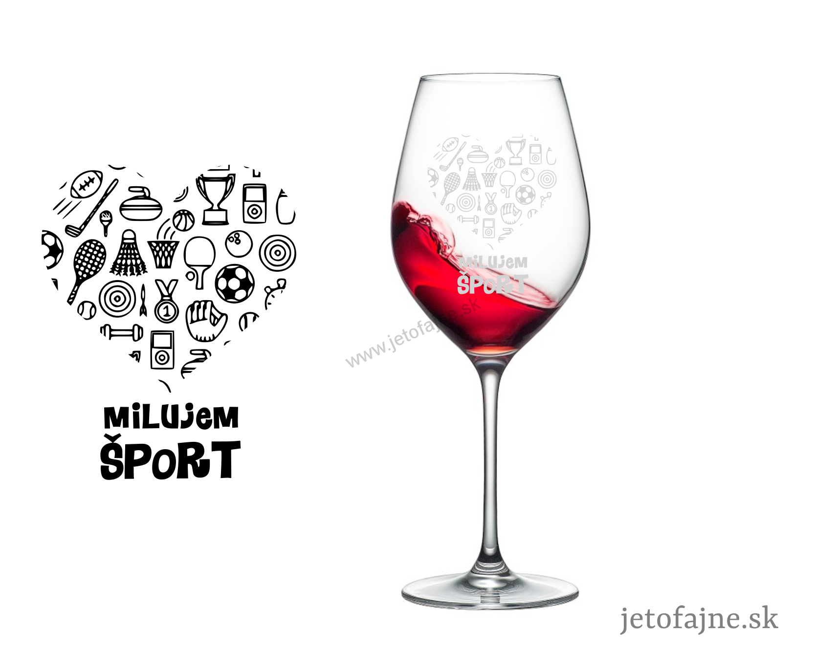 Pohár na víno 470 ml Milujem šport