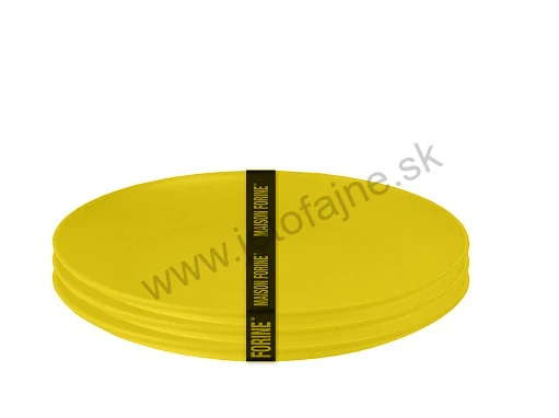 Sada plytkých tanierov, set 3 ks, žlté, nerozbitné, priemer 23.5 cm