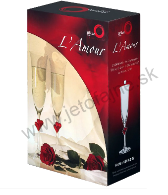 Poháre na sekt L´Amour 2ks červená + svadobné gravírovanie