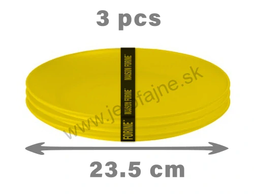 Sada plytkých tanierov, set 3 ks, žlté, nerozbitné, priemer 23.5 cm