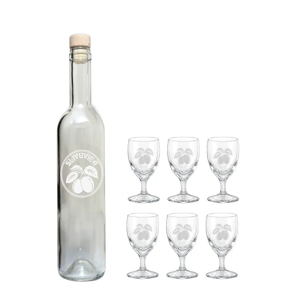 Fľaša na SLIVOVICU 500 ml, pieskovaná 