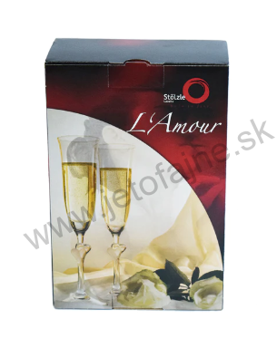 Poháre na sekt L´Amour set 2 ks priehľadná+ svadobné gravírovanie