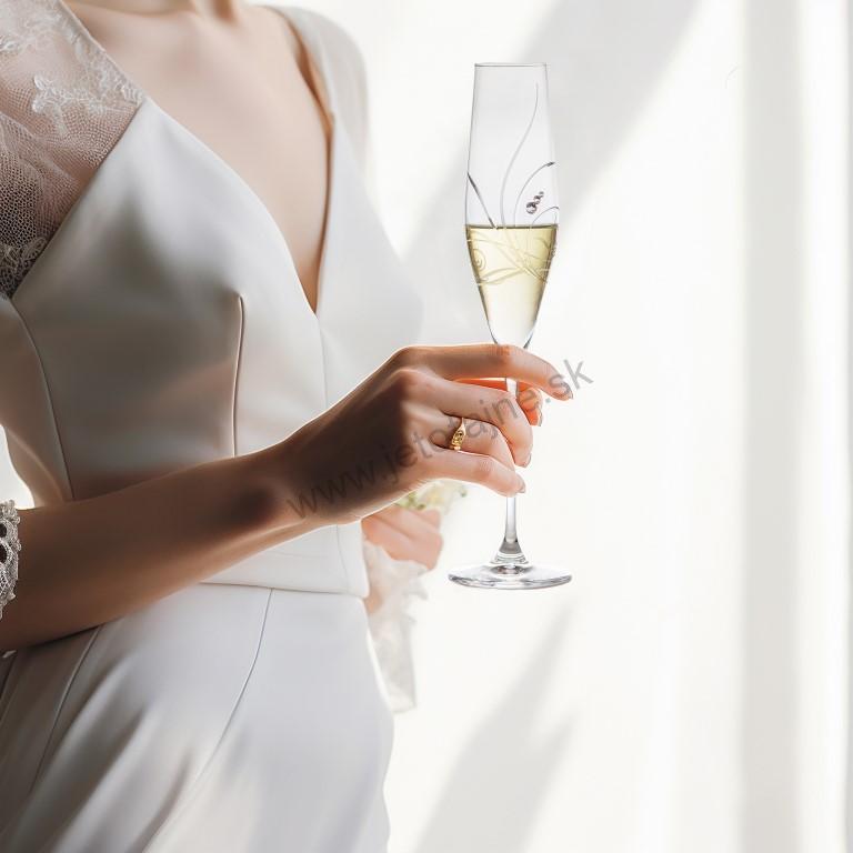 Poháre na sekt MEADOW Swarovski 190 ml 2 ks + svadobné gravírovanie